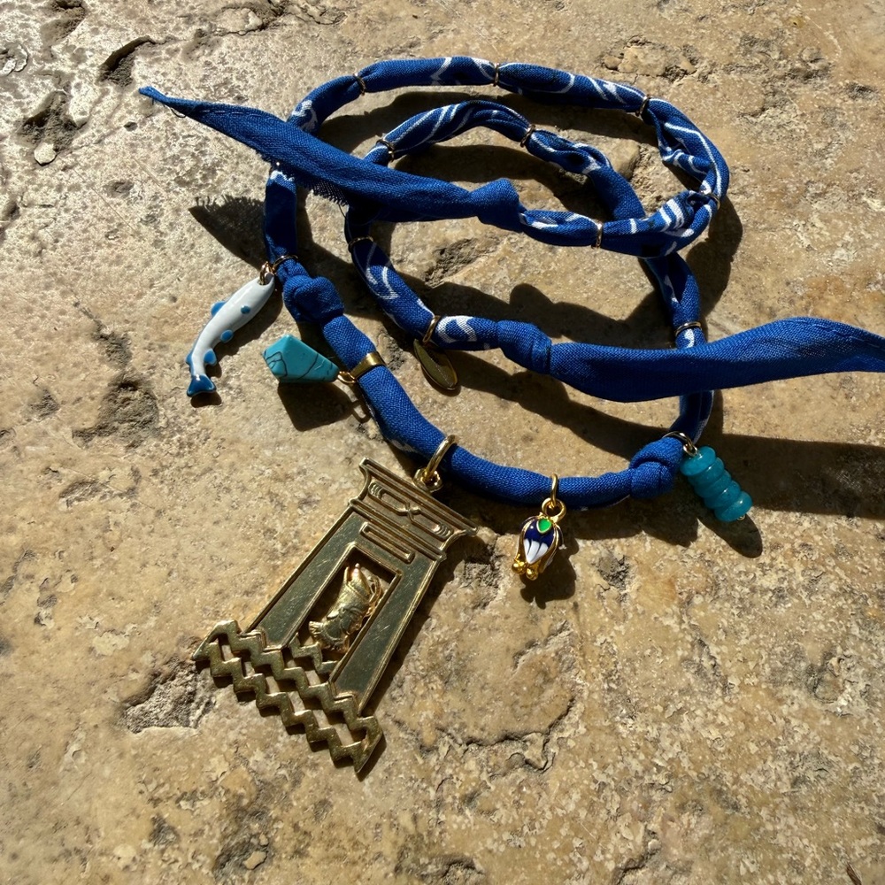 SUN BEADS LA 💙 The River 💙 Royal Blue Handmade Bandana Necklace